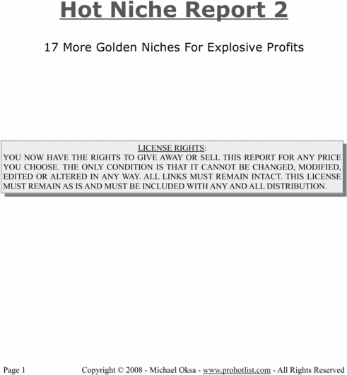 Product picture 17 Hot Niches Revealed